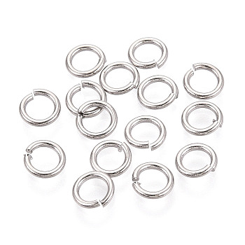 Brass Open Jump Rings, Saw Cut Round, Nickel Free, Real Platinum Plated, Real Platinum Plated, 18 Gauge, 6x1mm, about 46pcs/5g