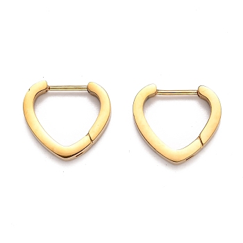 304 Stainless Steel Heart Huggie Hoop Earrings, Heart, Golden, 15x16.5x3mm, Pin: 1mm