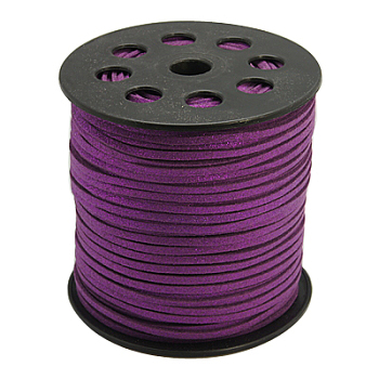 Glitter Powder Faux Suede Cord, Faux Suede Lace, Purple, 3mm, 100yards/roll(300 feet/roll)