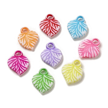 Opaque Acrylic Pendants, Craft Style, Leaf, Mixed Color, 18.5x14x3.5mm, Hole: 3mm, 1282pcs/500g