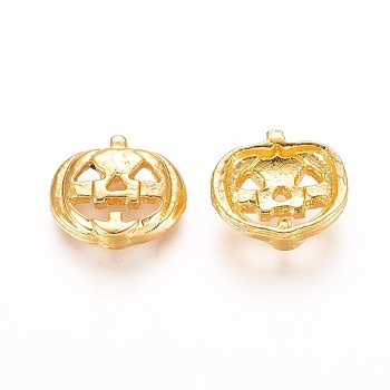 Halloween Theme Alloy Cabochons, Pumpkin, for UV Resin Filler, Epoxy Resin Jewelry Making, Golden, 9x10x2.5mm