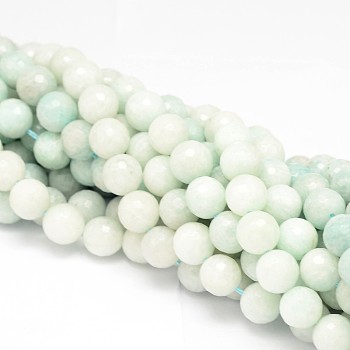 Faceted Round Natural Peru Amazonite Bead Strands, 8mm, Hole: 1mm, about 49pcs/strand, 15.74 inch