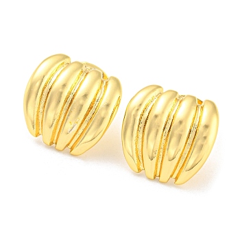Rack Plating Brass Banana Shape Stud Earrings, Long-Lasting Plated, Lead Free & Cadmium Free, Real 18K Gold Plated, 15x15mm