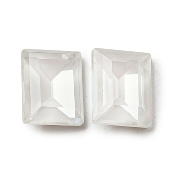 Glass Rhinestone Cabochons, Point Back & Back Plated, Faceted, Rectangle, Crystal, 10x8x5mm
