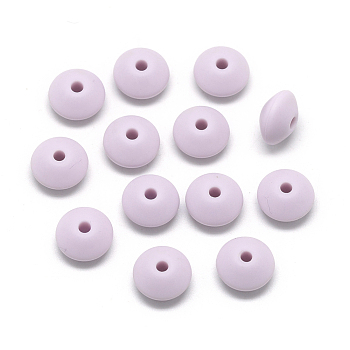 Food Grade Eco-Friendly Silicone Beads, Chewing Beads For Teethers, DIY Nursing Necklaces Making, Rondelle, Lilac, 12x6~7mm, Hole: 2mm