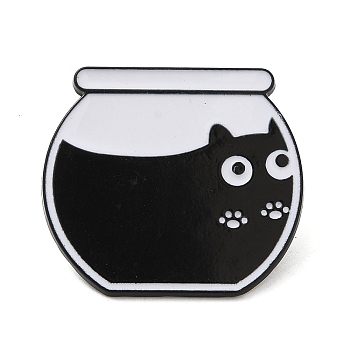 Liquid Cat Enamel Pins, Black Alloy Badge for Backpack Clothes, Bottle, 25.5x28.5x1.3mm