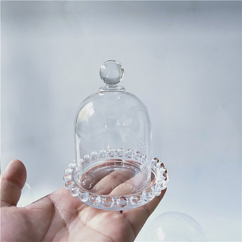 Glass Dome Cover, Decorative Display Case, Cloche Bell Jar Terrarium with Glass Base, Clear, 120x125mm