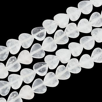 1 Strand Natural Quartz Crystal Beads Strands, Rock Crystal Beads, Heart, 10x10.5~11x5mm, Hole: 1.2mm, about 40pcs/strand, 15.35''(39cm)