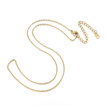 Vacuum Plating 304 Stainless Steel Necklaces, Cable Chain Necklaces, Real 18K Gold Plated, 16.14 inch(41cm)