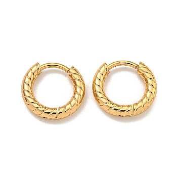 202 Stainless Steel Huggie Hoop Earrings with 304 Stainless Steel Pins for Women, Golden, 12x2.5mm