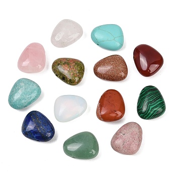 Natural & Synthetic Mixed Stone Pendants, Pear Charms, Mixed Dyed and Undyed, 23~23.5x28.5~29x12~13mm, Hole: 2.5mm