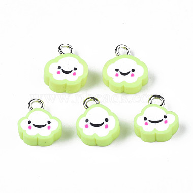 Platinum Green Yellow Cloud Polymer Clay Charms