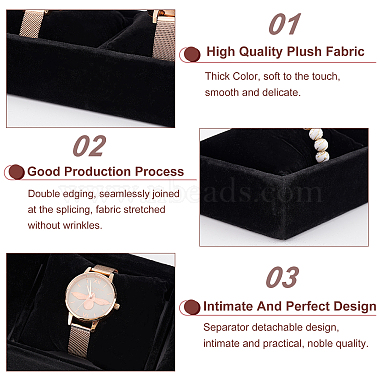 4 Slots Velvet Bracelet Watch Display Holders(ODIS-WH0034-04)-4