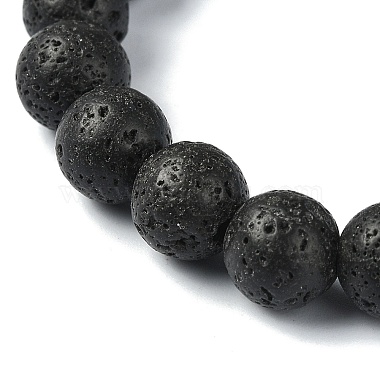 Natural Dyed Crackle Agate & Lava Rock Round Beaded Stretch Bracelet(BJEW-TA00444-04)-4