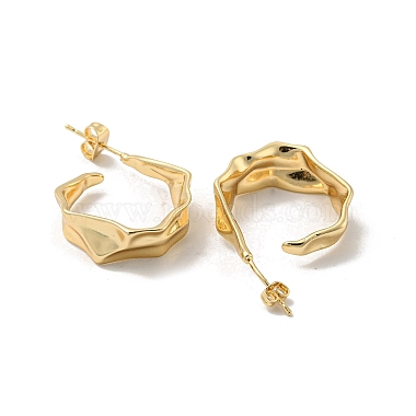 Brass Twist Ring Stud Earrings(EJEW-B035-03KCG)-2