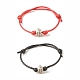 2pcs 2 couleurs alliage couronne bracelet cordon perlé(BJEW-JB08113-03)-1