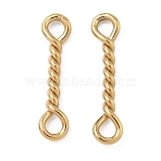 304 Stainless Steel Twisted Bar Connrctor Charms, Ion Plating(IP), Golden, 18x4x2mm, Hole: 2mm(STAS-L300-002G-01)