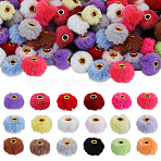 72Pcs 18 Colors Imitation Mink Fur European Beads, Large Hole Beads, with Alloy Core, Rondelle, Mixed Color, 14x12.5mm, Hole: 4mm, 4pcs/color(FIND-FG0004-37A)