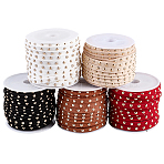 CALFOVERA 5 Rolls 5 Colors Faux Suede Cord, with Golden Tone Alloy Rivet, For Punk Rock Jewelry Making, Mixed Color, 5x2.5mm, about 5.46 yards(5m)/roll, 1 roll/color(LW-CL0001-02D)
