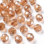 Transparent Acrylic Beads, Faceted, Football, BurlyWood, 14x13.5mm, Hole: 2mm, about 330pcs/500g(MACR-S373-101-P11)
