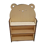 3-Tier Wooden Display Riser Stands for Jewelry Cosmetic Glasses, Bear Shape, Old Lace, 8x2.2x12.5cm(ODIS-WH0086-202)