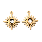 Ion Plating(IP) 316 Surgical Stainless Steel Charms, with Clear Cubic Zirconia, Manual Polishing, Star, Golden, 14.5x12.5x3mm, Hole: 0.9mm(STAS-L265-19G)