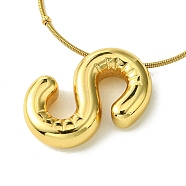 Ion Plating(IP) Initial Letter 304 Stainless Steel Pendant Necklaces, Real 18K Gold Plated, Letter S, 15.91 inch(40.4cm), pendant: 23.5x15mm(NJEW-R265-05G-S)