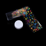 Transfer Foil Nail Art Sticker For Nail Tips Decorations, Flower & Butterfly Pattern, Colorful, 50x4cm(X-MRMJ-Q096-07)