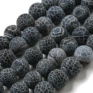 Natural Weathered Agate Beads Strands, Round, Dyed & Heated, Gray, 12mm, Hole: 1.6mm, about 31pcs/strand, 14.76''(37.5cm)(G-P538-A01-02)