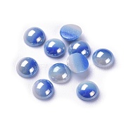 Opaque Glass Cabochons, Stripe Pattern, Half Round, Colorful, 6~6.5x3mm(GGLA-S038-10E-6mm)
