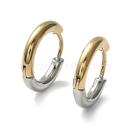 Ion Plating(IP) Two Tone 304 Stainless Steel Huggie Hoop Earrings, with 316 Surgical Stainless Steel Pins for Women, Golden & Stainless Steel Color, 10 Gauge, 14.5x15x2.5mm(EJEW-A106-02B)