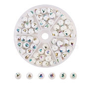 Electroplate Opaque Glass Beads, Christmas Themed, Round, Mixed Color, 10mm, Hole: 1.2mm, 60pcs/box(EGLA-CJ0001-02)