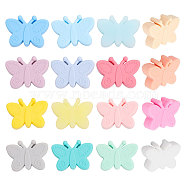 16Pcs 16 Colors Food Grade Eco-Friendly Silicone Beads, Chewing Beads For Teethers, DIY Nursing Necklaces Making, Butterfly, Mixed Color, 21x30x11mm, Hole: 2.2mm, 1pc/color(SIL-CA0002-17)