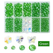 DIY Glass Beads & Charms Jewelry Making Finding Kit, Faceted Rondelle & Butterfly & Heart & Flower, Lime Green, 4~14x3~7.5mm, Hole: 0.3~1.6mm(DIY-YW0009-03D)