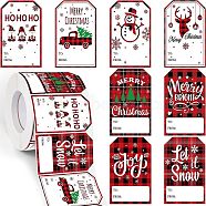 Christmas Theme Cartoon Paper Stickers, Self-adhesive Decorative Stickers Decals, Dark Red, 60x40mm, 500pcs/roll(STIC-P013-07E)