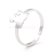 Kittens and Puppies 304 Stainless Steel Cuff Ring for Women, Stainless Steel Color, US Size US Size 7 3/4(18mm)(RJEW-B035-09P)