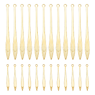 100Pcs 2 Style Brass Pendants, Leaf Charm, Raw(Unplated), 25~47.5x2.5~4x0.3~0.6mm, Hole: 1~1.2mm, 50pcs/style(KK-BC0011-76)
