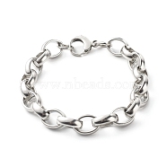 304 Stainless Steel Rolo Chain Bracelets for Women, Polishing, Stainless Steel Color, 7-7/8 inch(20cm)(BJEW-JB06673-01)