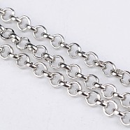 Iron Rolo Chains, Round, Belcher Chain, with Spool, Unwelded, Lead Free, Platinum, 3x1mm(CH-S068-P-LF)