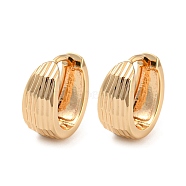 Brass Grooved Hoop Earrings, Light Gold, 14.5x6.5mm(EJEW-G363-16KCG)