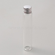 Clear Glass Bead Storage Tubes, with Aluminum Cap, Silicone Stopper, Refillable Bottle, Silver, 12x2.2cm, Capacity: 30ml(1.01fl. oz)(AJEW-WH0513-95B)