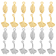 DICOSMETIC 24Pcs 4 Style 304 Stainless Steel Pendants, Ginkgo Leaf & Leaf, Golden & Stainless Steel Color, 15.5~18x6~10.5x1.5~2mm, Hole: 1.8~2mm, 6pcs/style(STAS-DC0010-14)