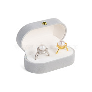 Velvet Couple Ring Jewelry Boxes, Wedding Ring Storage Case, Oval, Light Grey, 7x4x3cm(PW-WG84862-06)