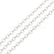 Rack Plating Iron Cable Chain, Oval, Platinum, 4x3.3x0.5mm, 15yard/roll(CH-H002-04P)