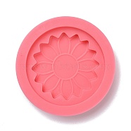 Flat Round with Flower Pattern Badge Silicone Molds, Resin Casting Molds, for UV Resin & Epoxy Resin Jewelry Making, Light Coral, 63x12mm, Inner Diameter: 50mm(DIY-F109-03)