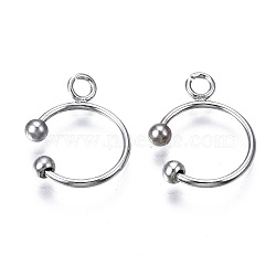 304 Stainless Steel Ear Cuff Findings, with Loop, Stainless Steel Color, 14.5x11x1mm, Hole: 2mm(STAS-S116-308P)