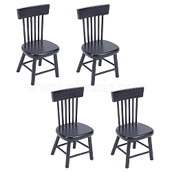 Mini Wood Chairs, Dollhouse Furniture Accessories, for Miniature Dinning Room, Black, 40x41x84mm(AJEW-WH0041-76C)