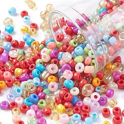 Glass Seed Beads, Mixed Style, Round, Mixed Color, 3x2mm, Hole: 1.2mm, about 5000pcs/200g(X-SEED-XCP0001-04B)