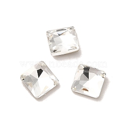 Glass Rhinestone Cabochons, Point Back & Back Plated, Faceted, Square, Crystal, 5x5x2mm(RGLA-P037-06A-001)