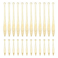 100Pcs 2 Style Brass Pendants, Leaf Charm, Raw(Unplated), 25~47.5x2.5~4x0.3~0.6mm, Hole: 1~1.2mm, 50pcs/style(KK-BC0011-76)